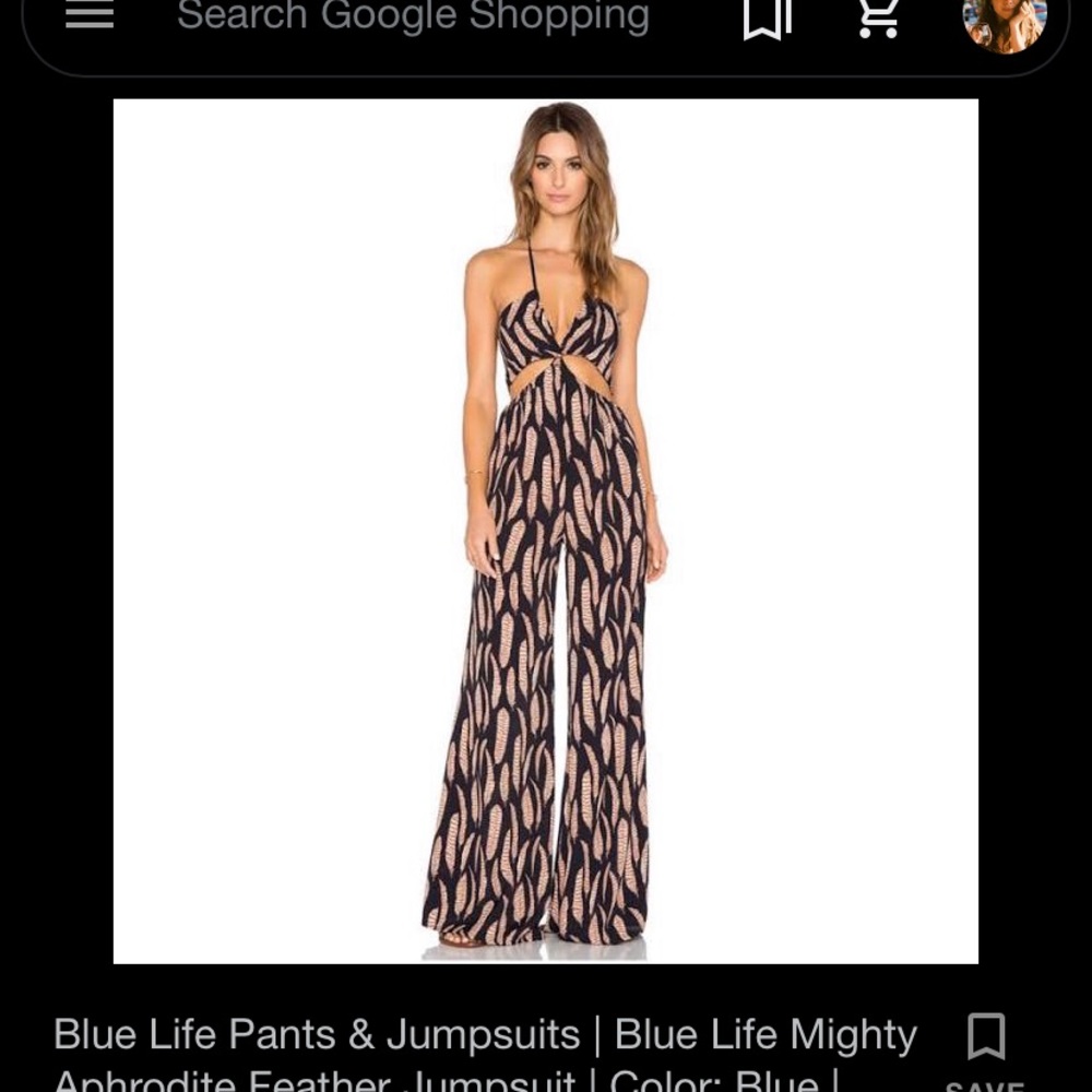 🦅 BLUE LIFE FEATHER PRINT JUMPSUIT 🦅